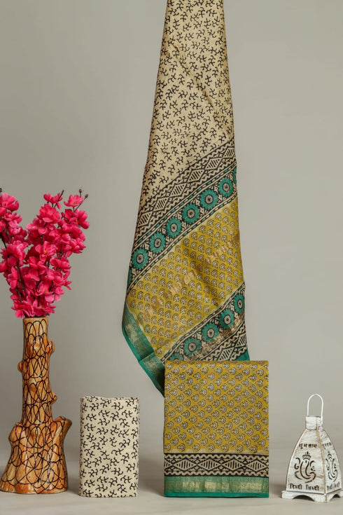 Bagru Print Maheshwari Silk Suit Set (MSL37)